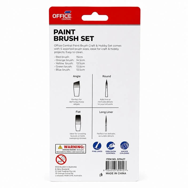 Artist Paint Brushes Set 5pcs Assorted Sizes