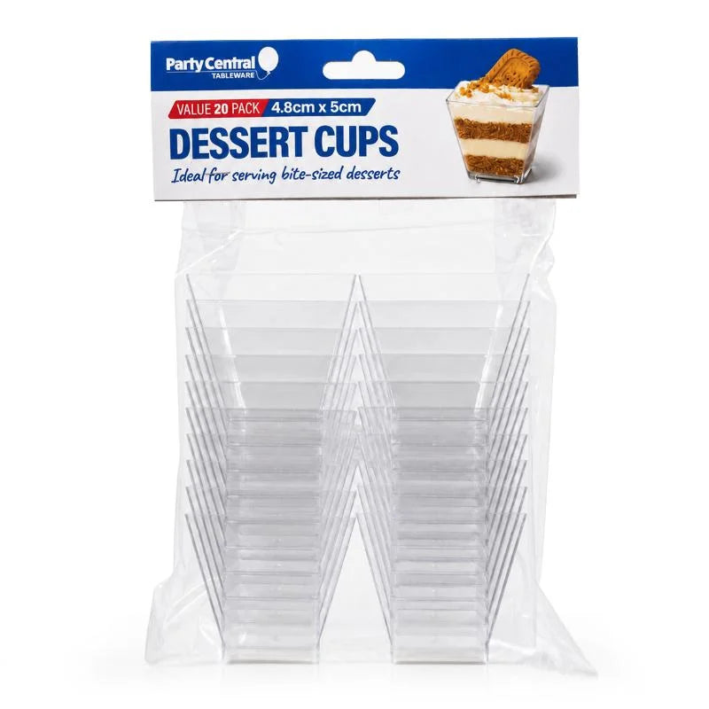 Clear Mini Square Dessert Cups 50ml 20pcs (4.8cm x 5cm)