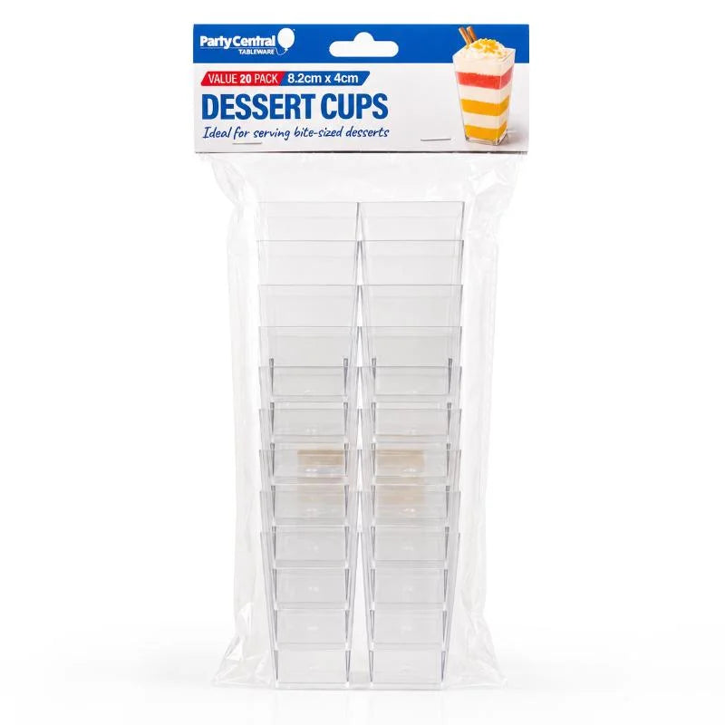 Clear Square Dessert Cups 80ml 20pcs (8.2cm x 4cm)