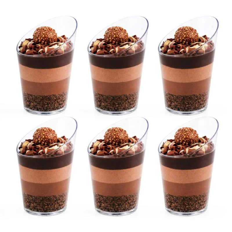 Clear Round Slanted Dessert Cups 63ml 20pcs (8.2cm x 4.3cm)