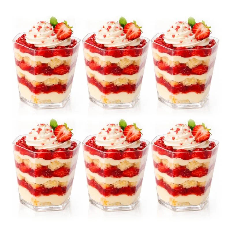 Clear Hexagonal Dessert Cups 55ml 20pcs (4.8cm x 5.5cm)