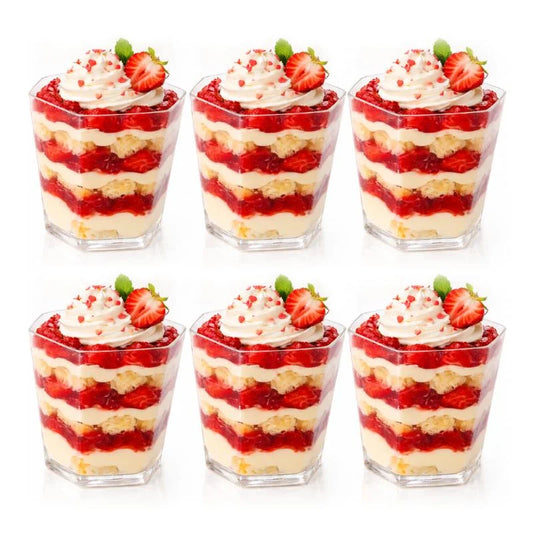 Clear Hexagonal Dessert Cups 55ml 20pcs (4.8cm x 5.5cm)