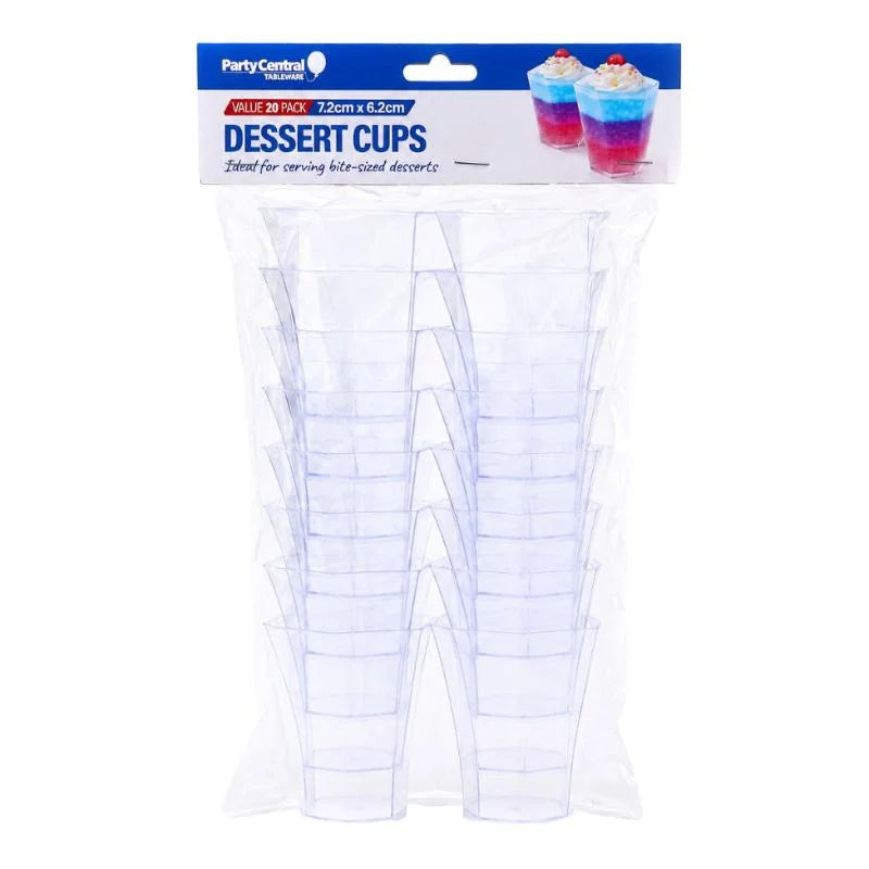 Clear Tall Hexagonal Dessert Cups 120ml 20pcs (7.2cm x 6.2cm)