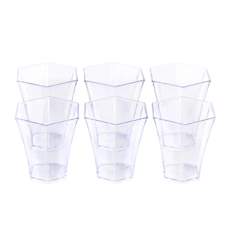Clear Tall Hexagonal Dessert Cups 120ml 20pcs (7.2cm x 6.2cm)
