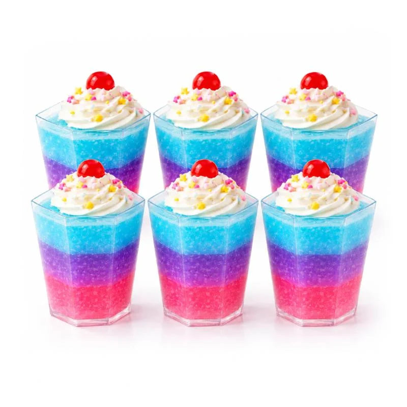 Clear Tall Hexagonal Dessert Cups 120ml 20pcs (7.2cm x 6.2cm)