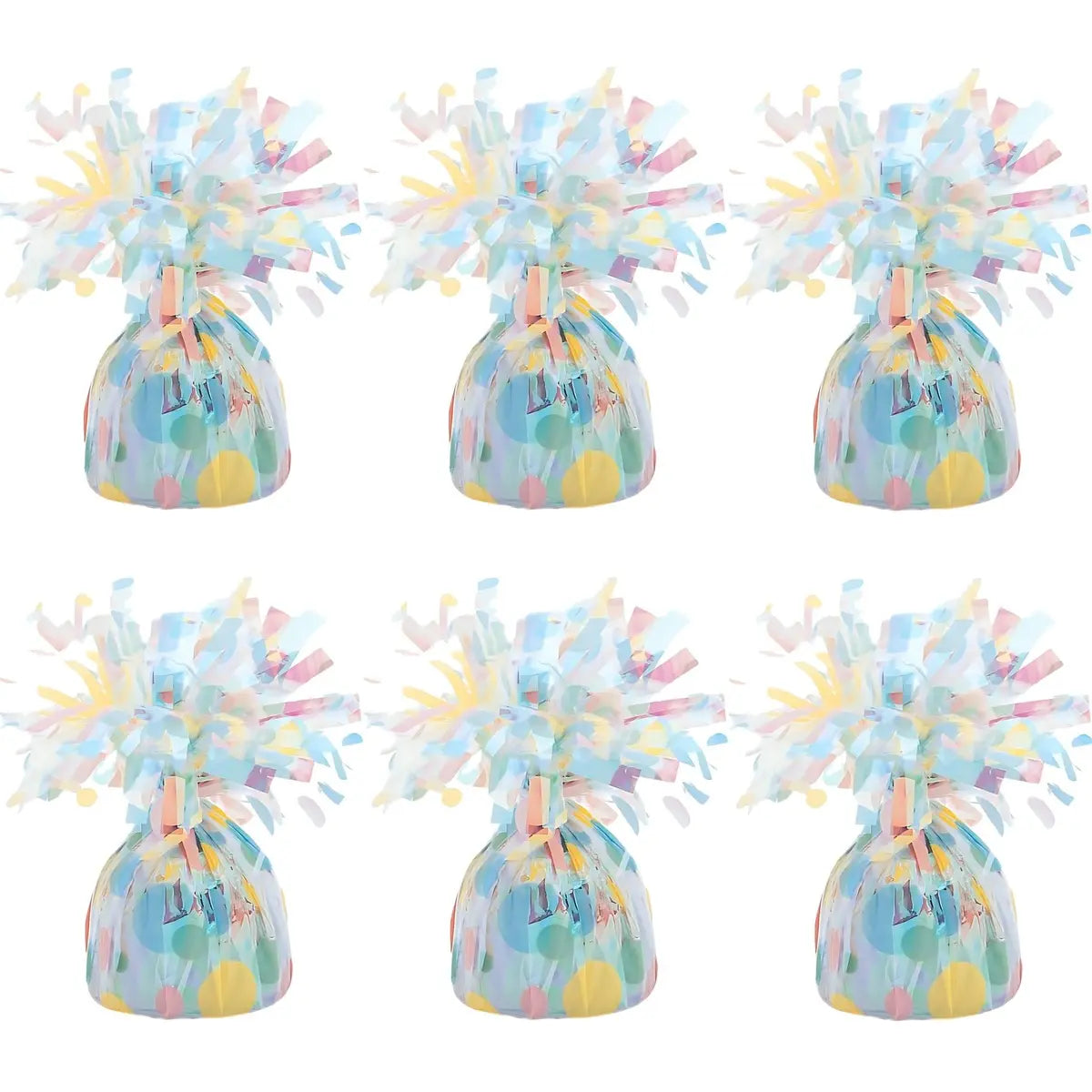 Rainbow Polka Dots Foil Balloon Weights 6pk