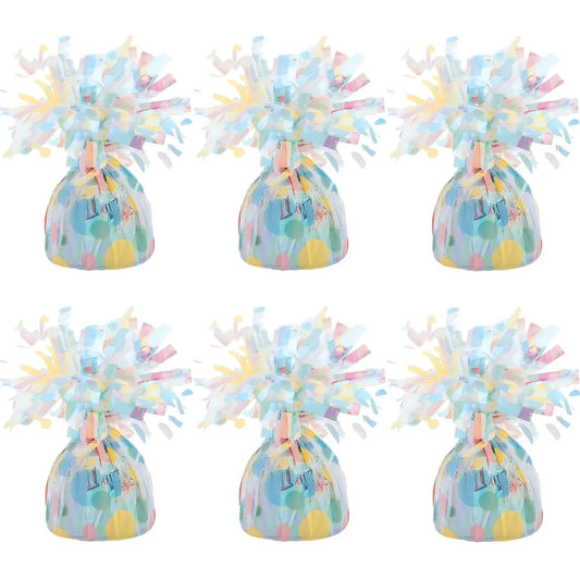 Rainbow Polka Dots Foil Balloon Weights 6pk