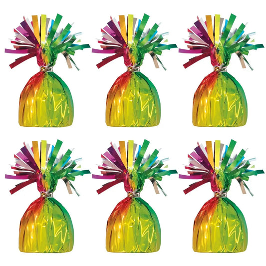 Pastel Rainbow Foil Balloon Weights 6pk