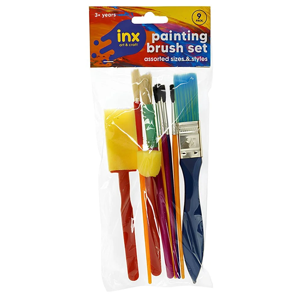 Paint Brushes Set 9pcs Foam & Bristle Assorted Sizes