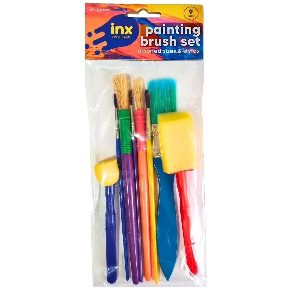Paint Brushes Set 9pcs Foam & Bristle Assorted Sizes