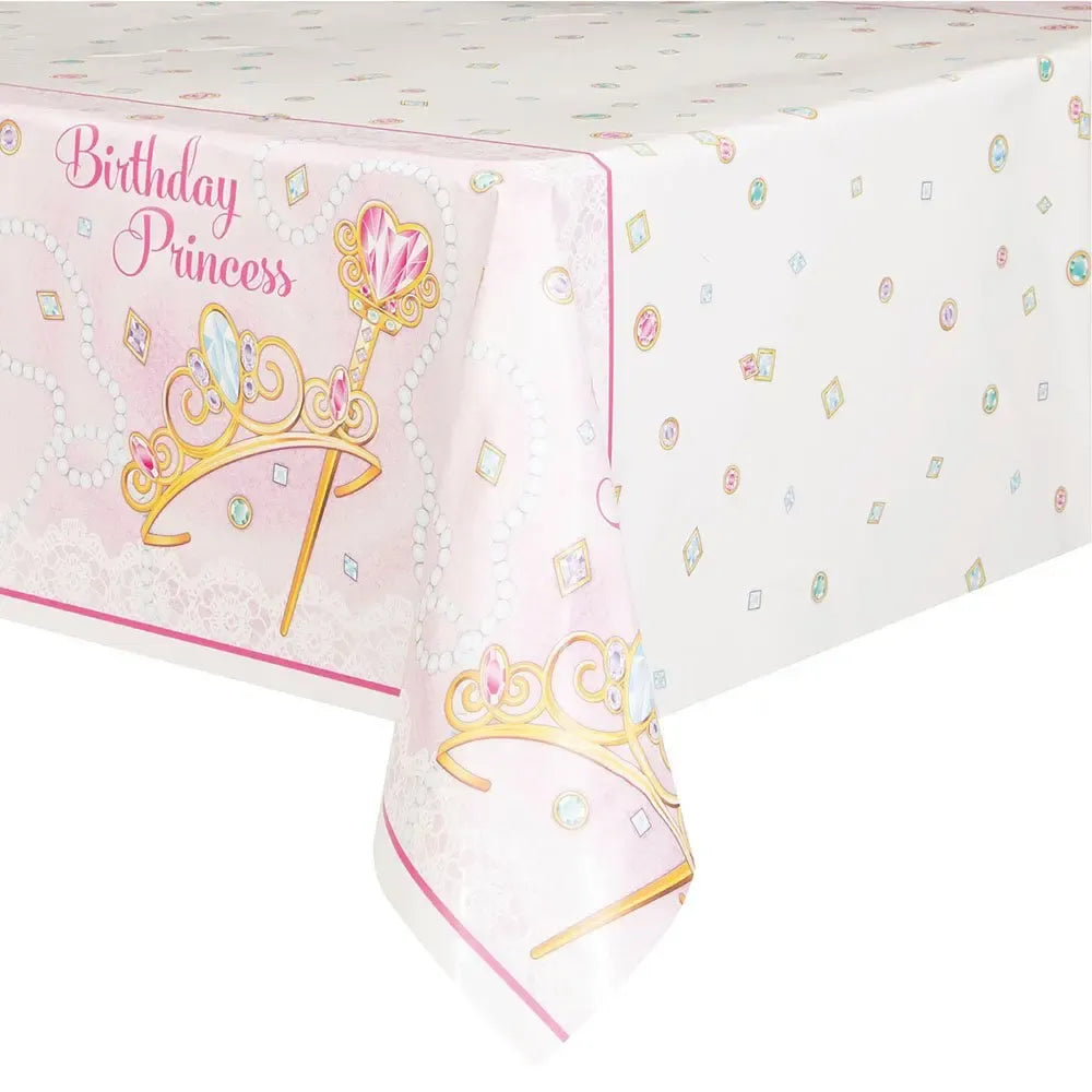 Pink Princess Plastic Table Cover Tablecloth 137cm x 213cm (54" x 84") - NextParty