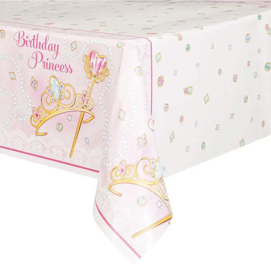 Pink Princess Plastic Table Cover Tablecloth 137cm x 213cm (54" x 84") - NextParty