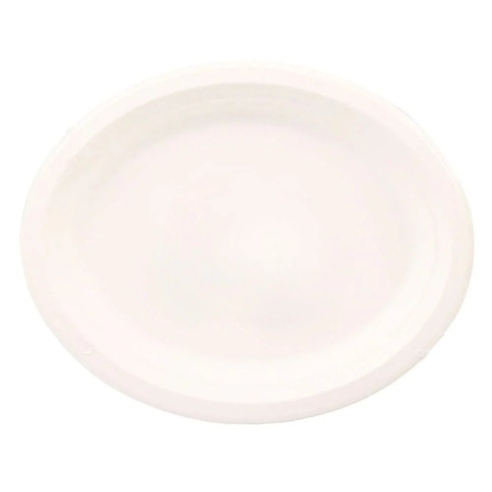 White Sugarcane Oval Plates 30 x 23cm 6pcs Eco Friendly Solid Colour