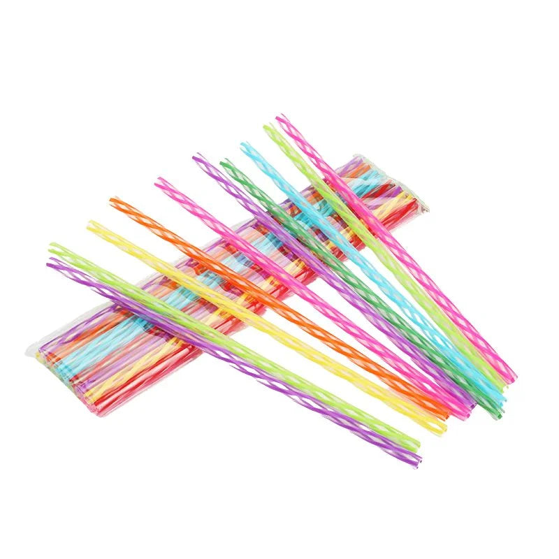 Reusable Plastic Drinking Straws 25cm 24pcs With Cleaning Brush