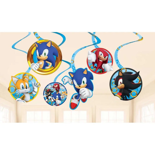 Sonic The Hedgehog Hanging Swirl Decorations 12pcs