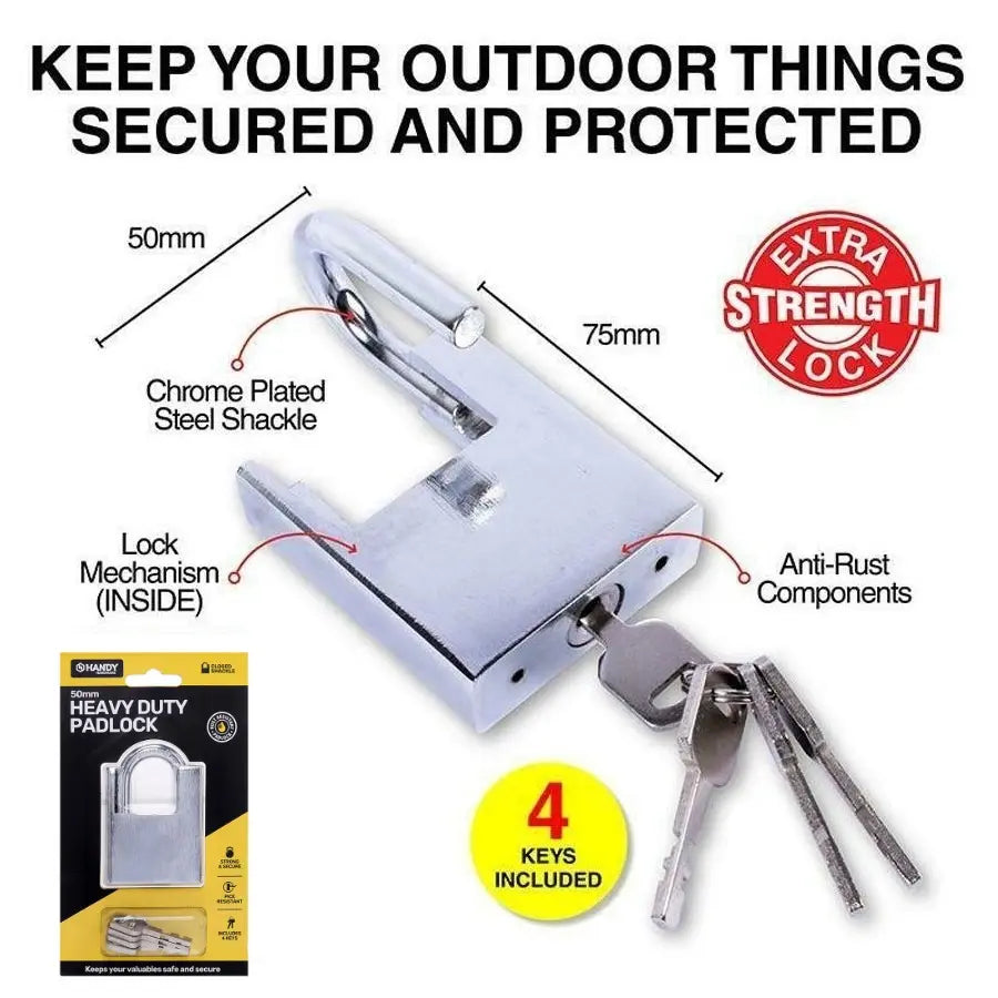 Extra Heavy Duty Padlock 50mm Includes 4 Keys