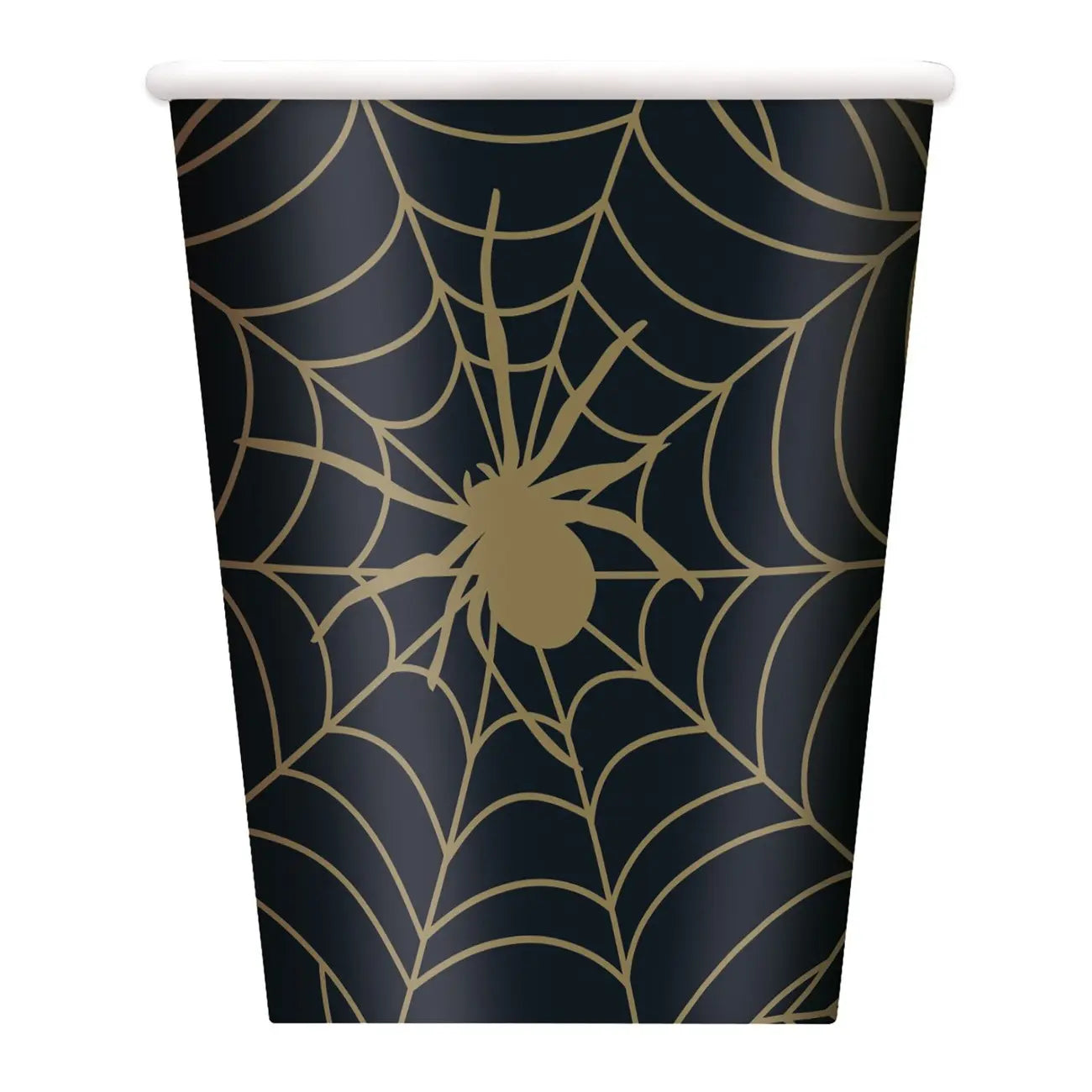 Black & Gold Spider Web Paper Cups 8pk Halloween