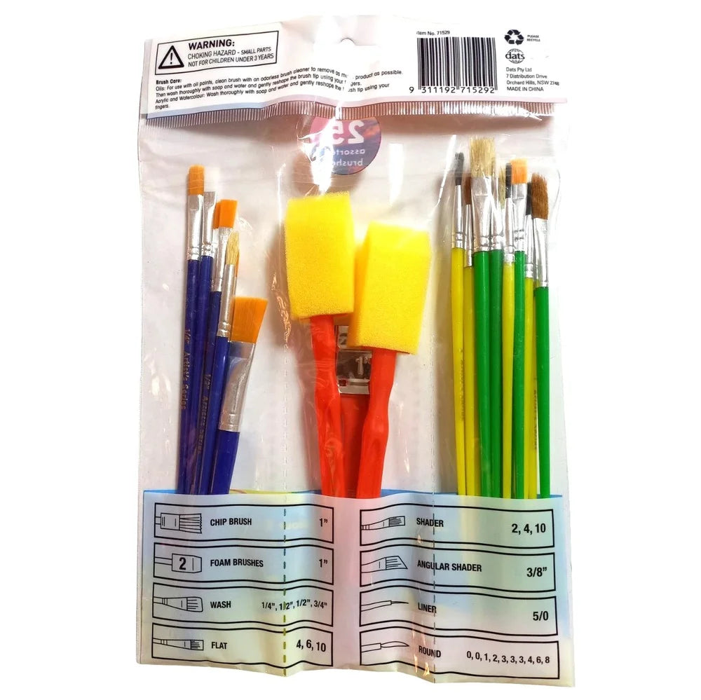Paint Brushes Set 25pcs Assorted Sizes