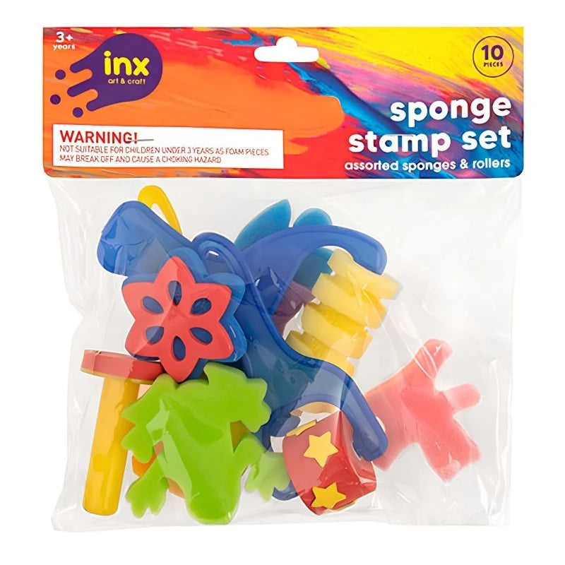 Sponge Stamp Set 10pcs (Sponges, Stamps, Rollers, Blocks)