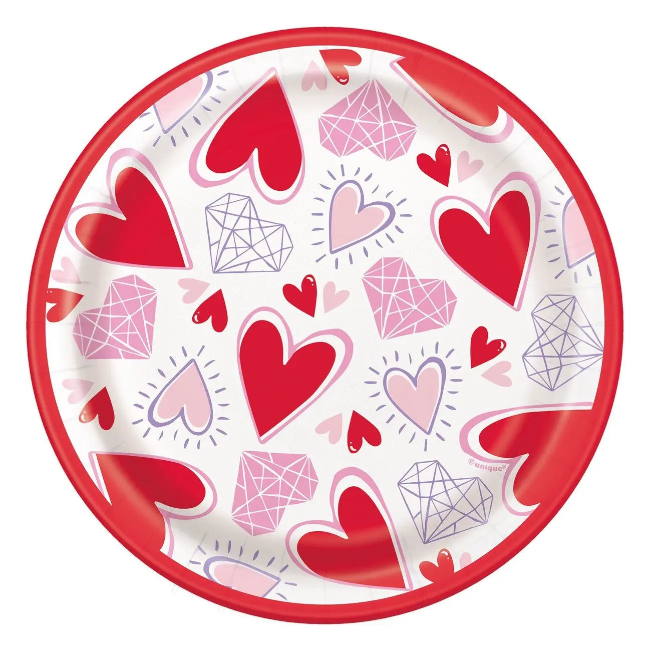 Sparking Hearts Small Paper Plates 18cm (7") 8pk