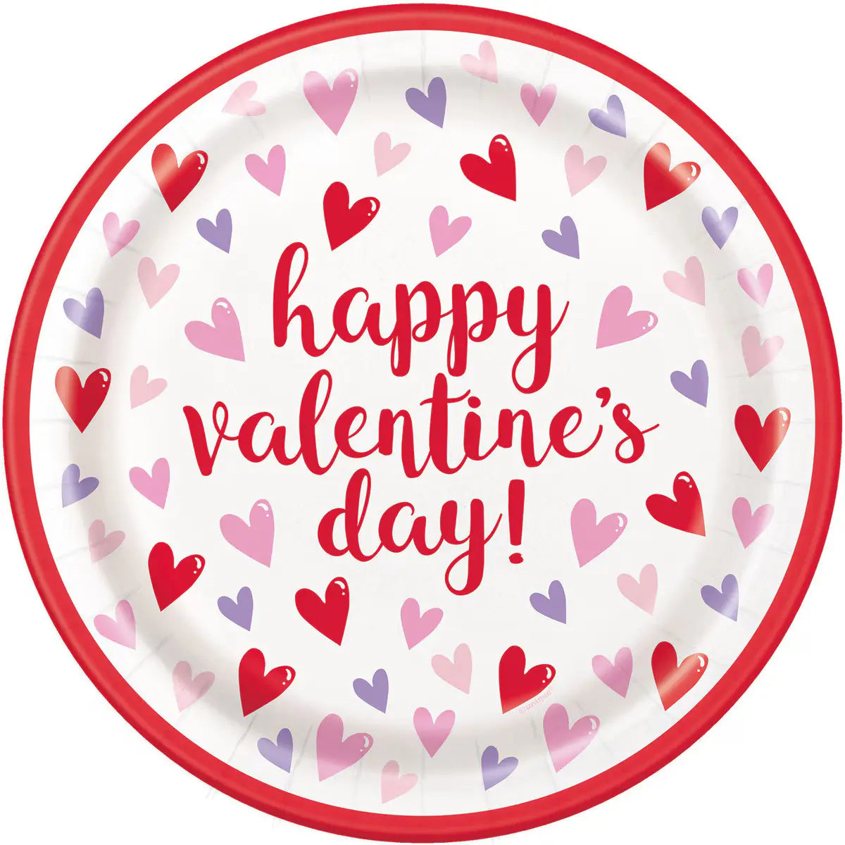 Sparking Hearts Large Paper Plates 23cm (9") 8pk Happy Valentine's Day