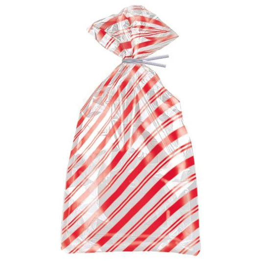Christmas Red Stripes Cello Bags 20pk Party Bags