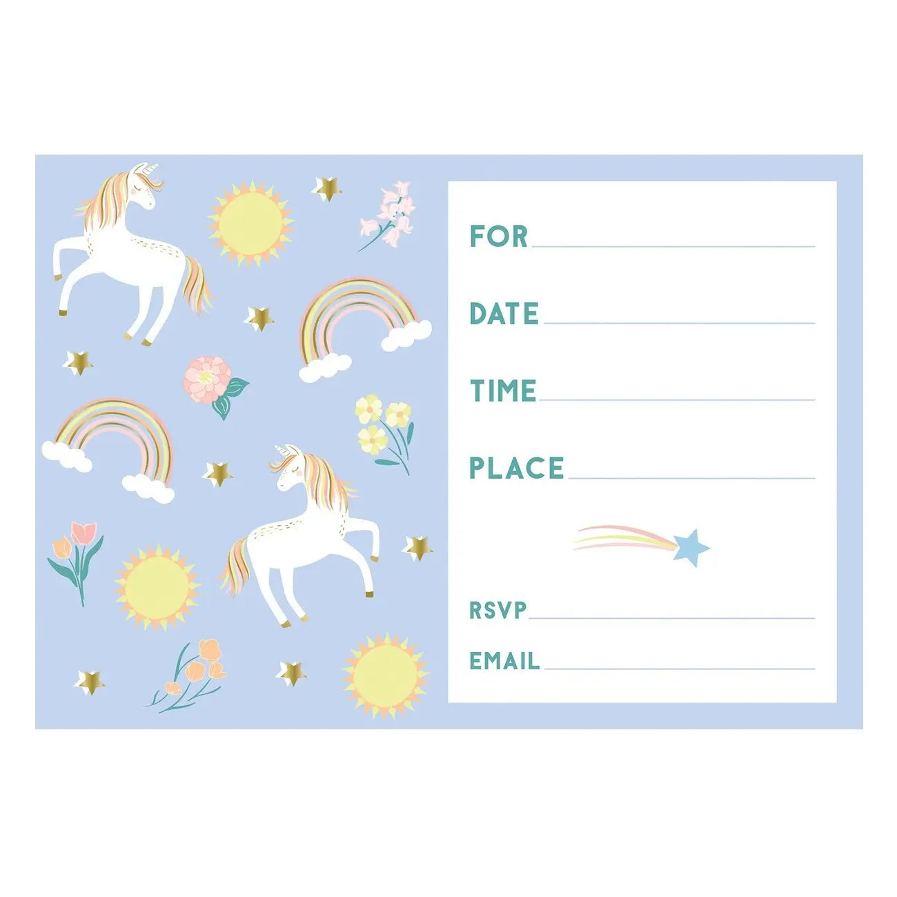 Dainty Unicorn Party Invitations 8pk With Envelopes