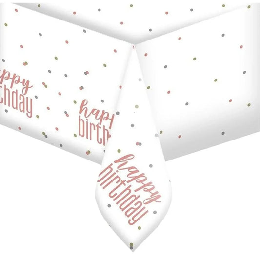 Rose Gold Happy Birthday Table Cover Tablecloth