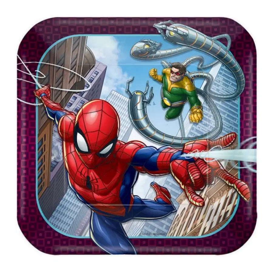 Spider-Man Small Paper Plates 17cm (7") 8pcs Square
