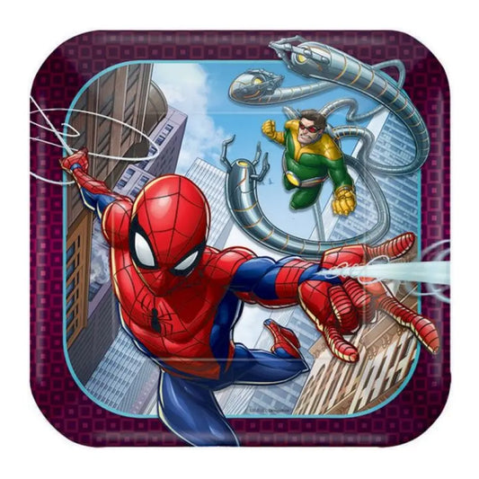 Spider-Man Small Paper Plates 17cm (7") 8pcs Square