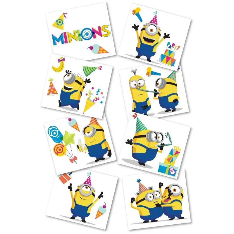 Minions Fake Tattoos 8pcs (1 Sheet) Party Favour