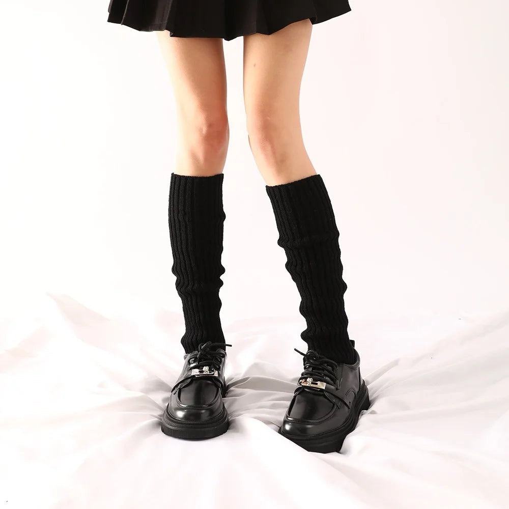 Black Leg Warmers Chunky Knit