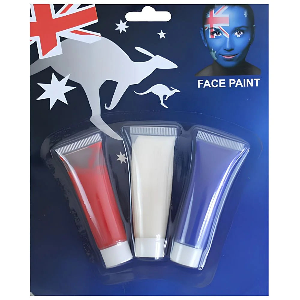 Aussie Face Paint Set 3 Colours (Red, White, Blue)
