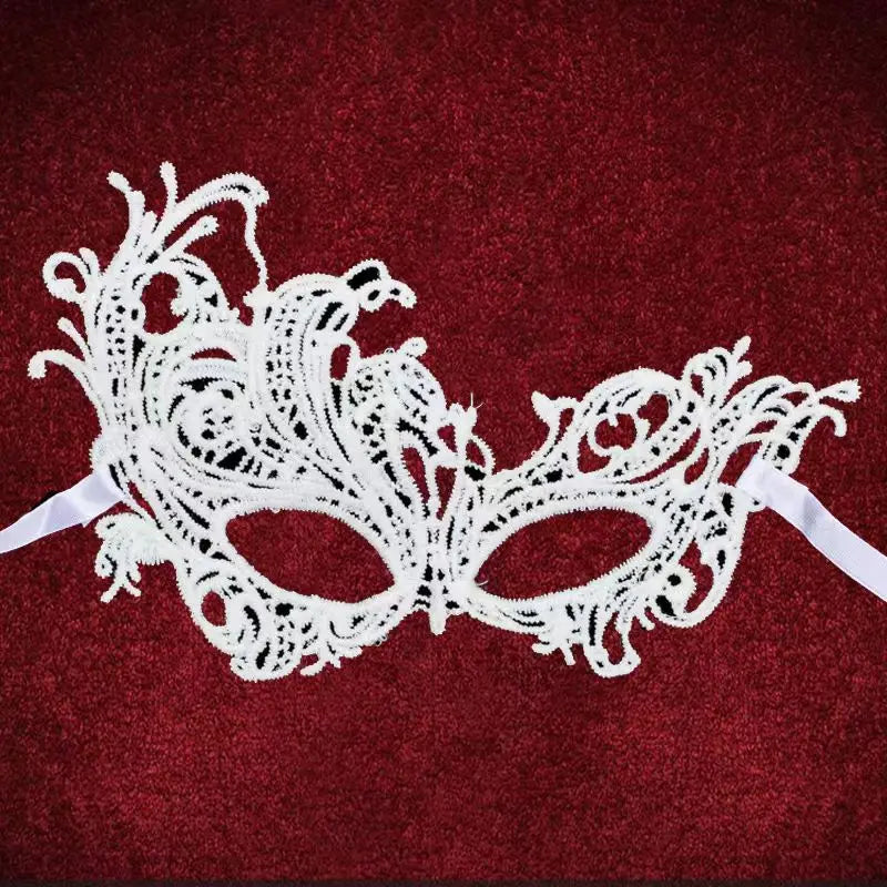 Adult White Fancy Lace Masquerade Mask