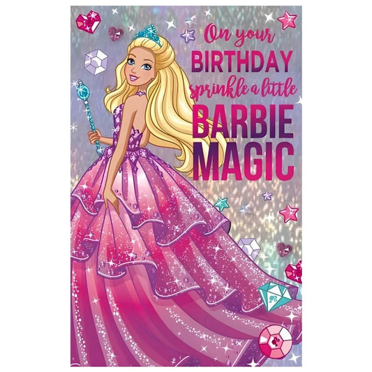 Premium Barbie Birthday Card 12.5cm x 20cm With Purple Envelope