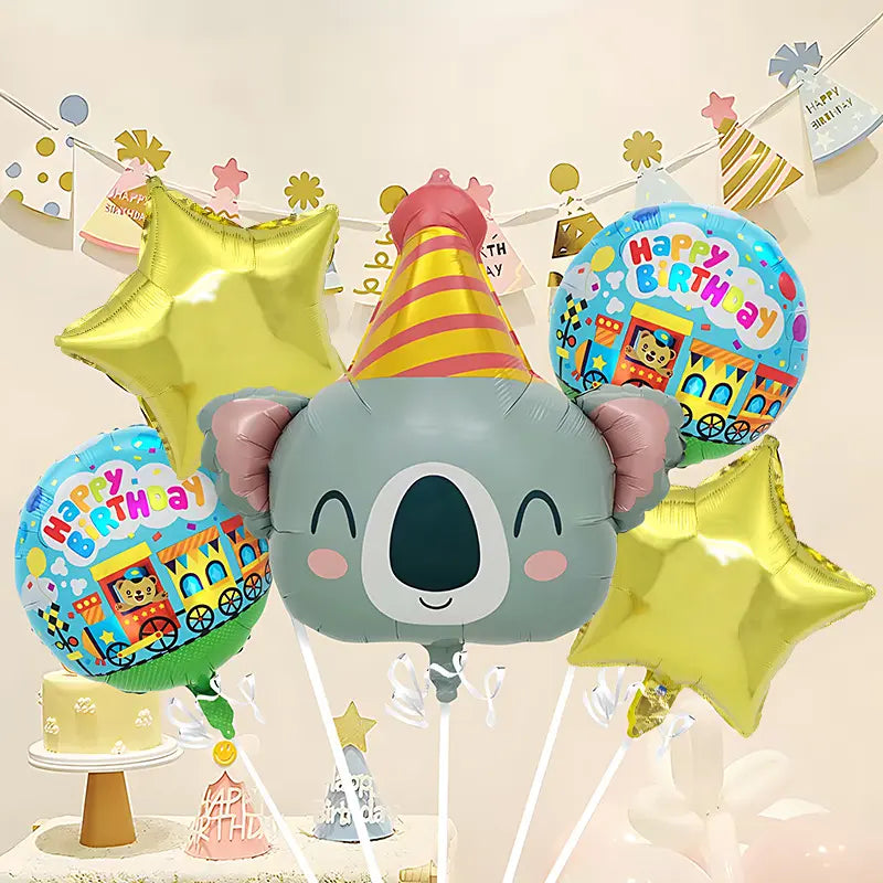 Birthday Koala Foil Balloon Bouquet 5pcs