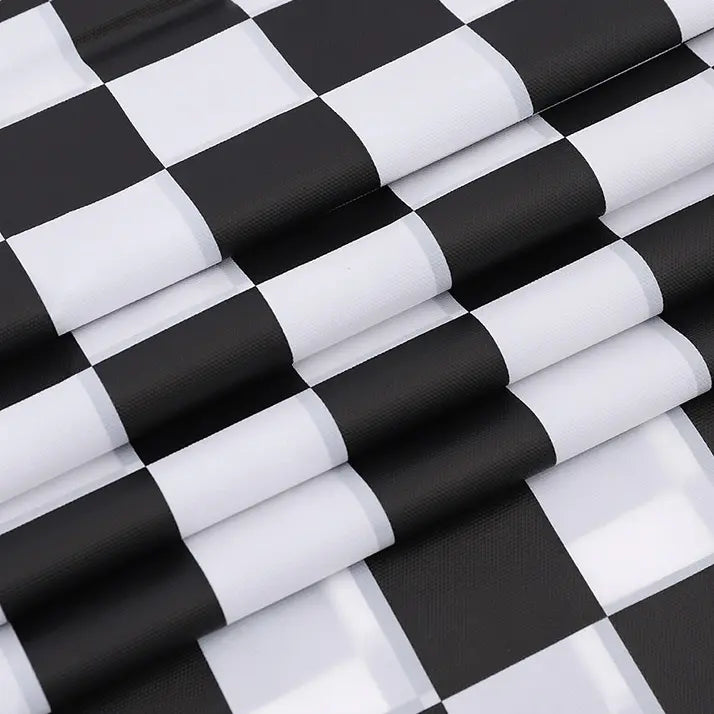 Black & White Checkered Plastic Table Cover 1.37m x 2.74m Tablecloth