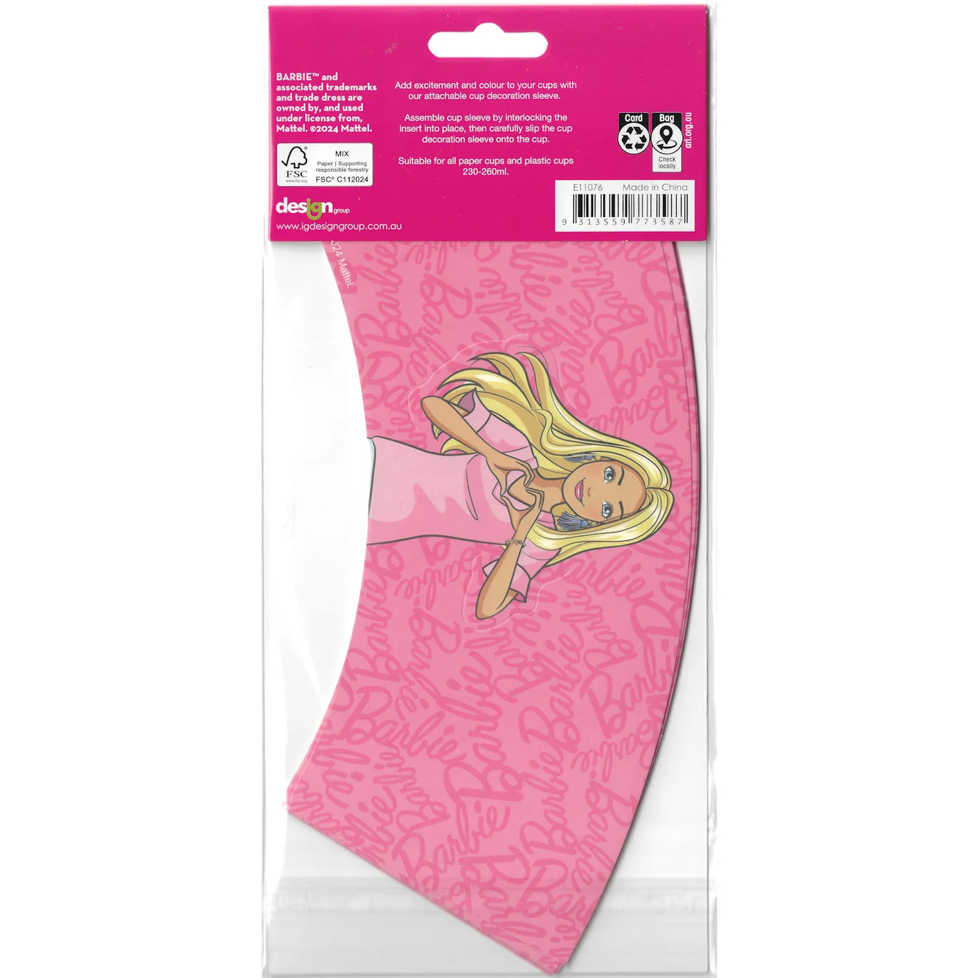 Barbie And Friends Paper Cup Sleeves 8pk