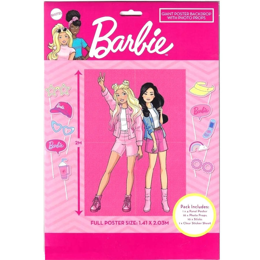 Giant Barbie Poster Backdrop With 10 Photo Props