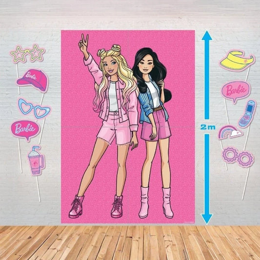 Giant Barbie Poster Backdrop With 10 Photo Props