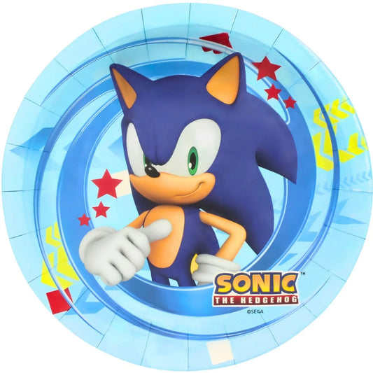 Sonic The Hedgehog Large Paper Plates 23cm (9") 8pcs