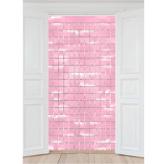 Metallic Pink Foil Square Curtain 90cm x 2m Backdrop