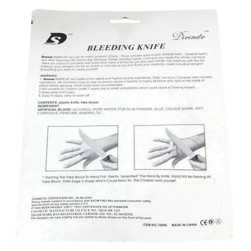 Bleeding Knife Set 22cm (Knife & Fake Blood) Halloween
