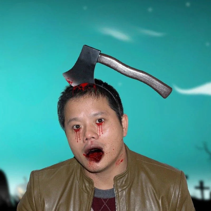 Fake Bloody Axe In Head Headband Kit 30cm Halloween