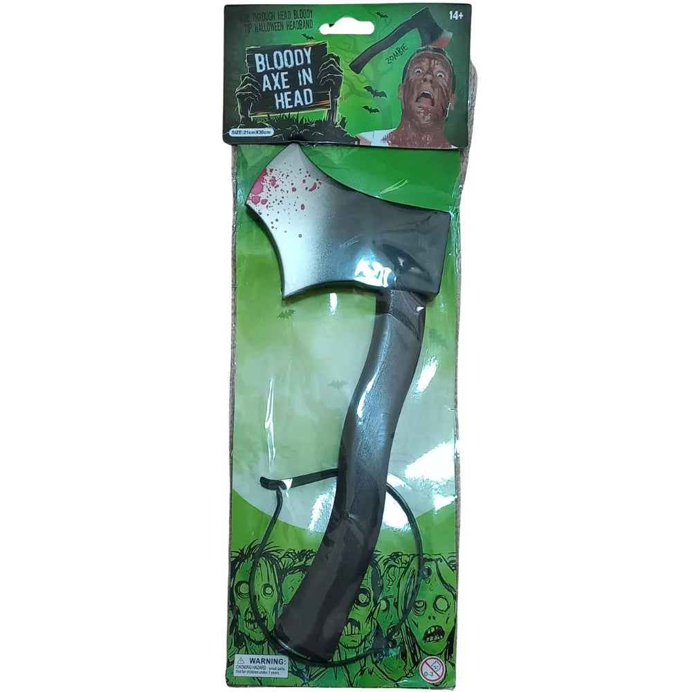 Fake Bloody Axe In Head Headband Kit 30cm Halloween