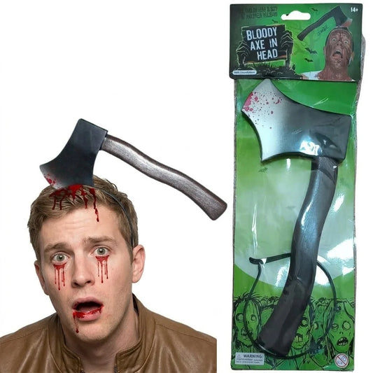 Fake Bloody Axe In Head Headband Kit 30cm Halloween