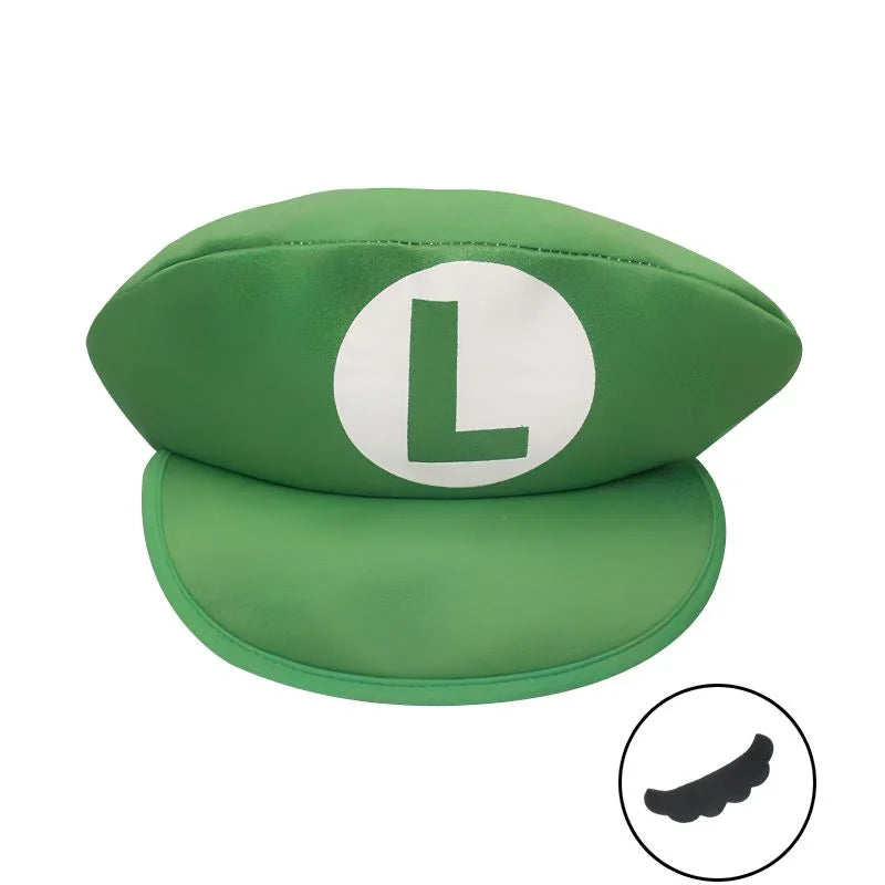 Children Green L Plumber Hat With Moustache