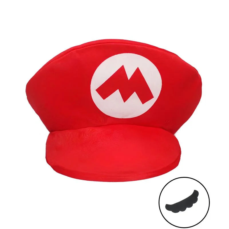 Children Red M Plumber Hat With Moustache