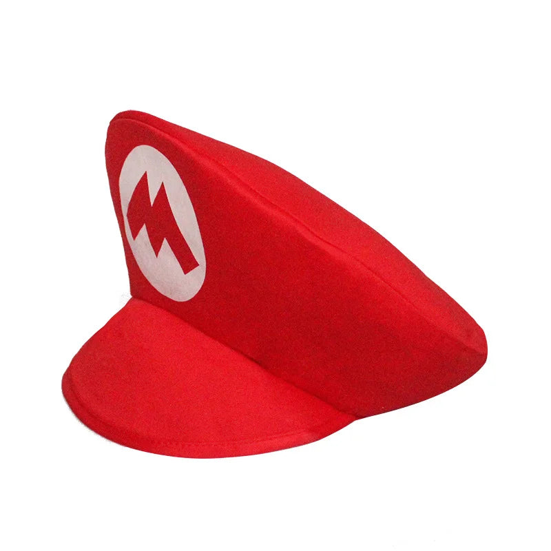 Children Red M Plumber Hat With Moustache