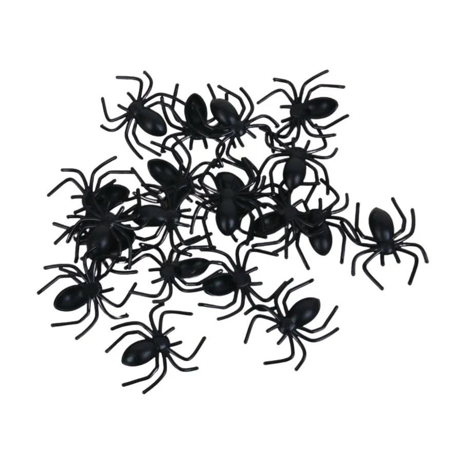 20 Fake Plastic Spiders 3.3cm Halloween Decorations
